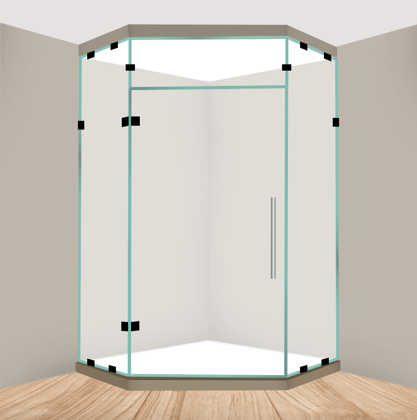 Right Handle Neo Angle Shower Door With Transom