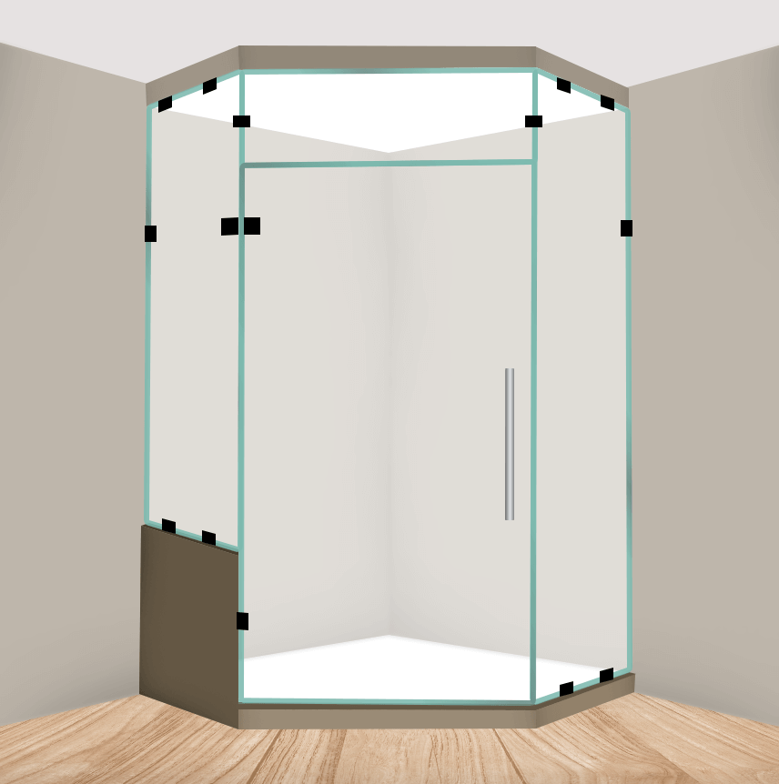 Right Handle Neo Angle Shower Door With Left Knee Wall