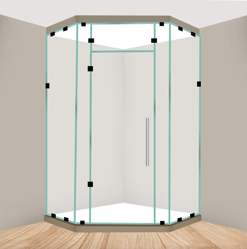 Right Handle Neo Angle Shower Door With Extra Side Glass