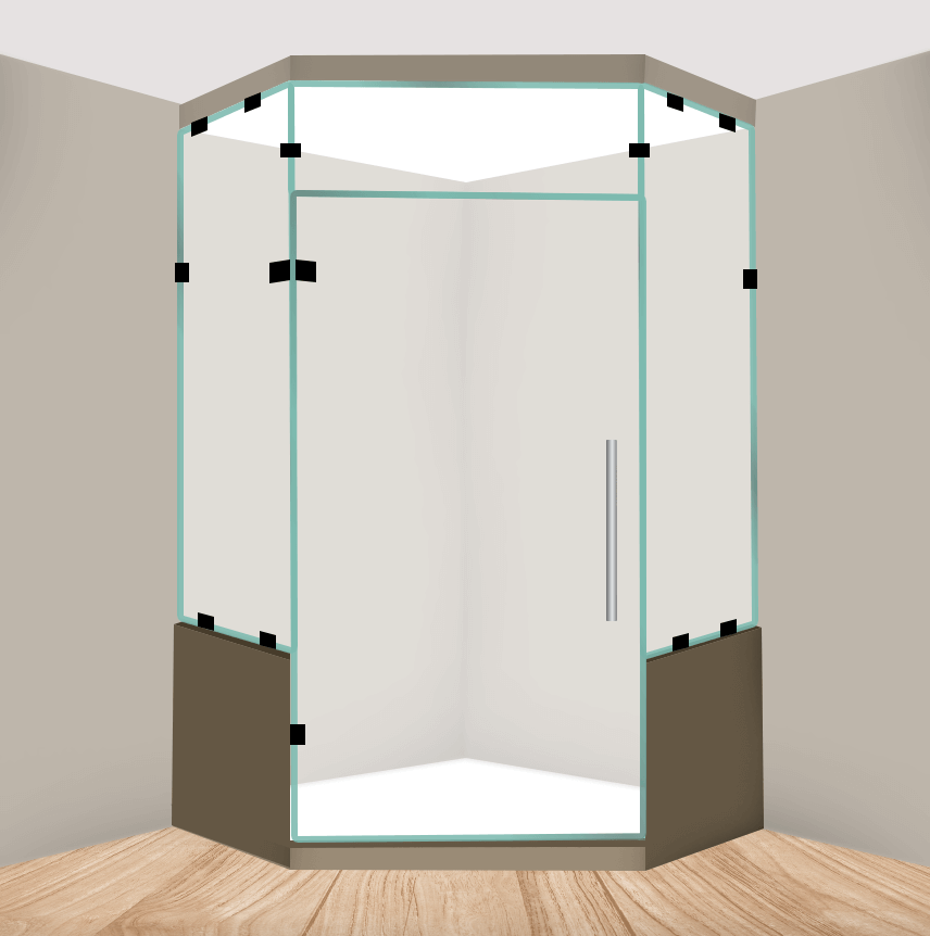 Right Handle Neo Angle Shower Door With Two Knee Walls