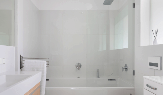 Walk-in tub with shower enclosure