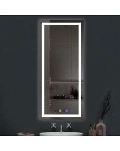 Fab Glass and Mirror LED Mirror 20-in x 30-in Dimmable Lighted Clear  Frameless Bathroom Vanity Mirror at