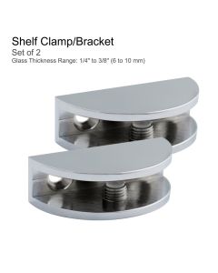 Chrome Shelf Bracket Glass Shelf Support 2-45mm thickness Shelves Pack of 4 