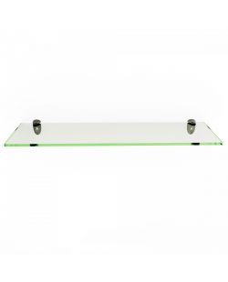 Rectangle Floating Glass Shelf Kit 4-3/4 X 18 Inch Clear 3/8 Inch Thick Tempered Glass