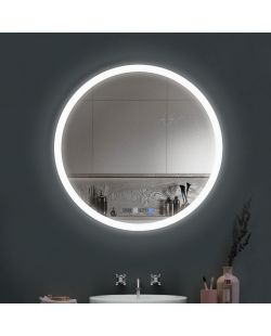 Round Lighted LED Bathroom And Vanity Mirror 39 Inch With Anti Fog, Adjustable Light Color And Dimmer Touch Sensors