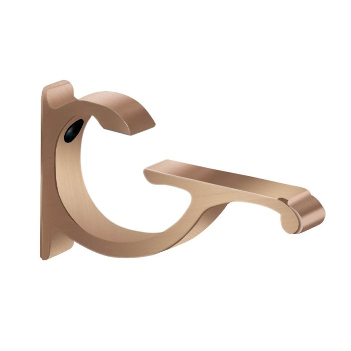 Brass Designer Aluminum Shelf Bracket For 3/8 inch To 1/2 inch Glass Shelf