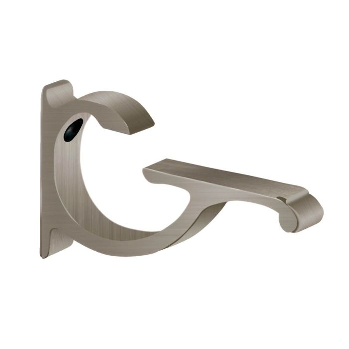 Brushed Nickel Designer Aluminum Shelf Bracket For 3/8 inch To 1/2 Inch