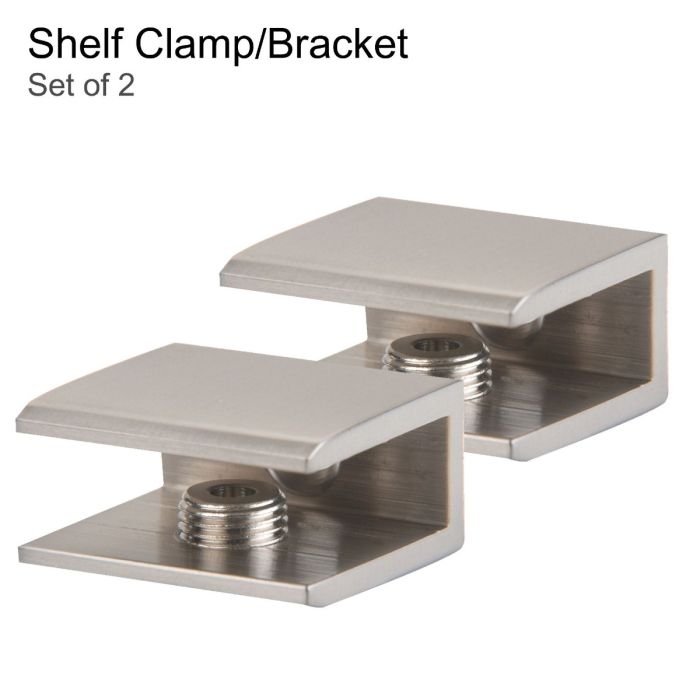 Square Glass Shelf Clamp / Bracket Set of 2
