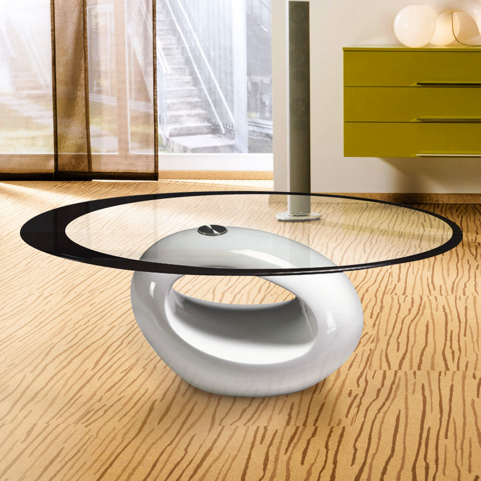 Fab glass and mirror outlet stylish oval shape coffee table